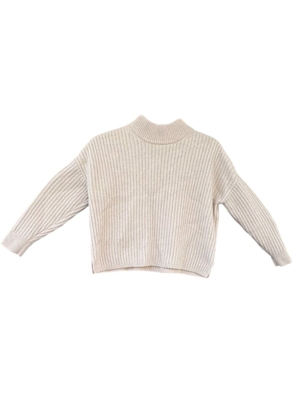 Madewell Womens Small Beige Recycled Cashmere Wool Ribbed Mockneck Sweater